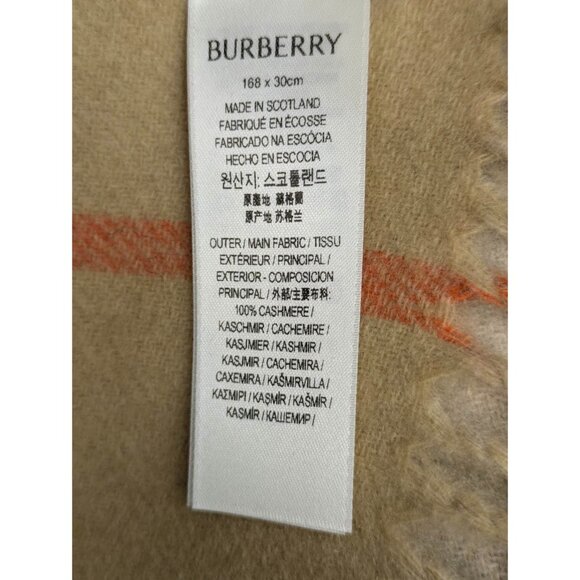 Burberry Double Face Medium Check To Giant Check Cashmere Scarf Sand 168*30cm 80 - Picture 6 of 8